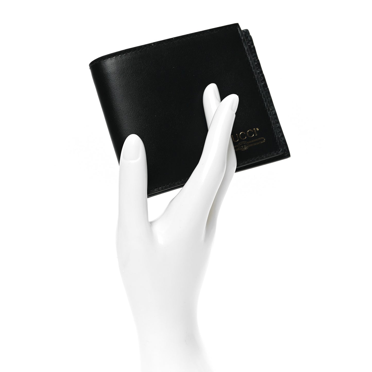 Plutone Calfskin Logo Bi-Fold Wallet Black
