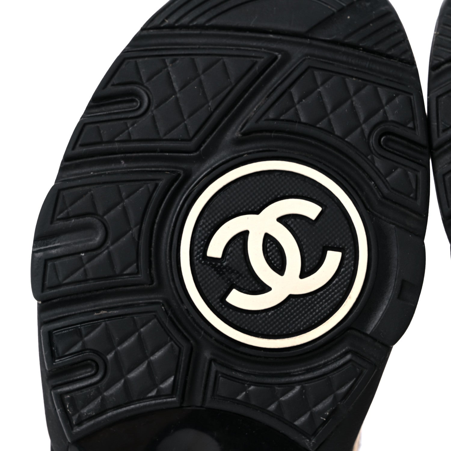 Chanel Satin Lambskin Fabric Tweed CC Sneakers 35.5 Gold Black 6 of 11