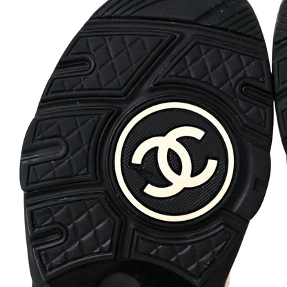 Chanel Satin Lambskin Fabric Tweed CC Sneakers 35.5 Gold Black 6 of 11