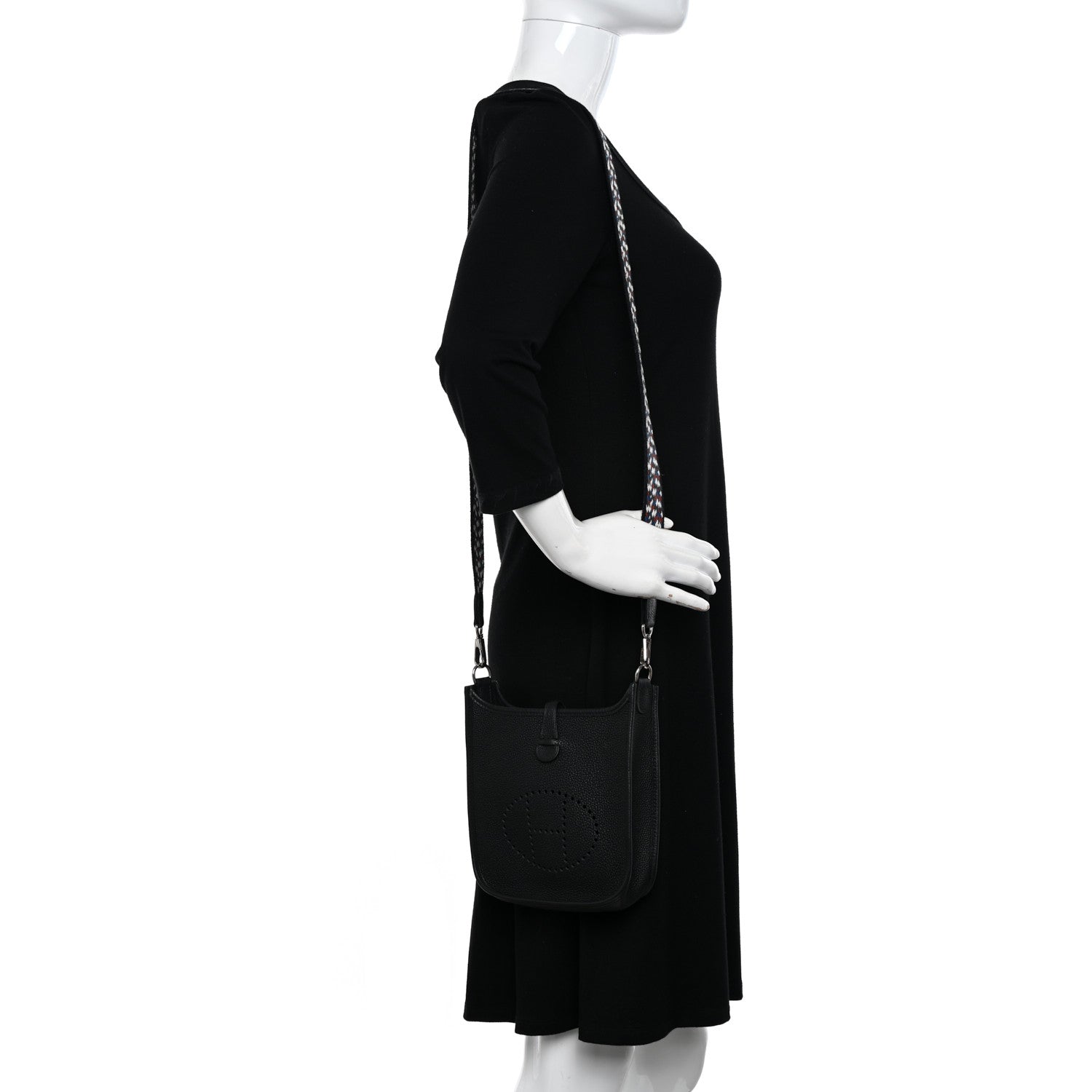 Hermes Taurillon Maurice Zigzag Evelyne TPM Black White Deep Blue 2 of 11