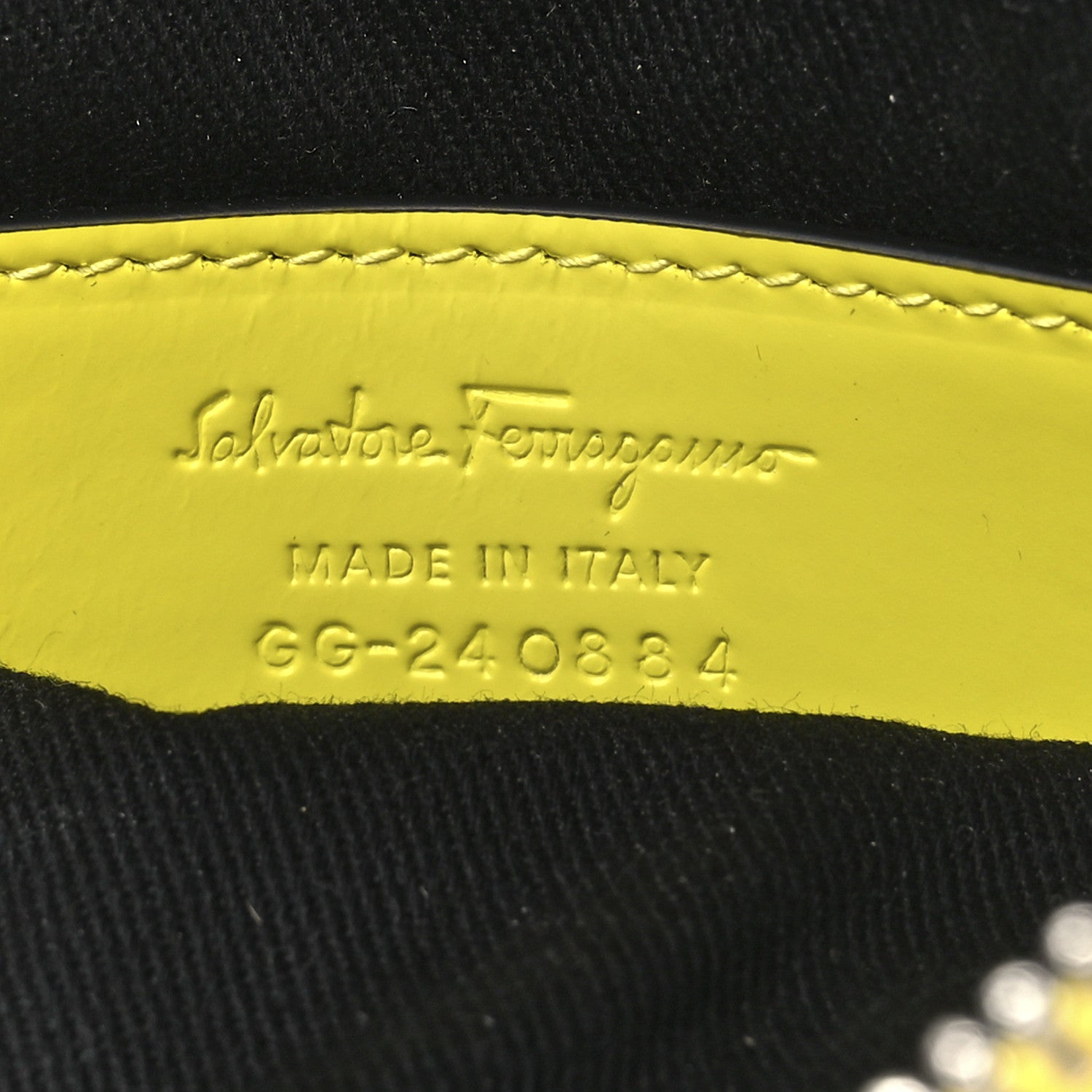 Salvatore Ferragamo Calfskin Gancini Embossed Travel Pouch Neon Yellow 5 of 10
