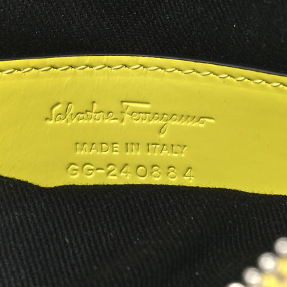 Salvatore Ferragamo Calfskin Gancini Embossed Travel Pouch Neon Yellow 5 of 10
