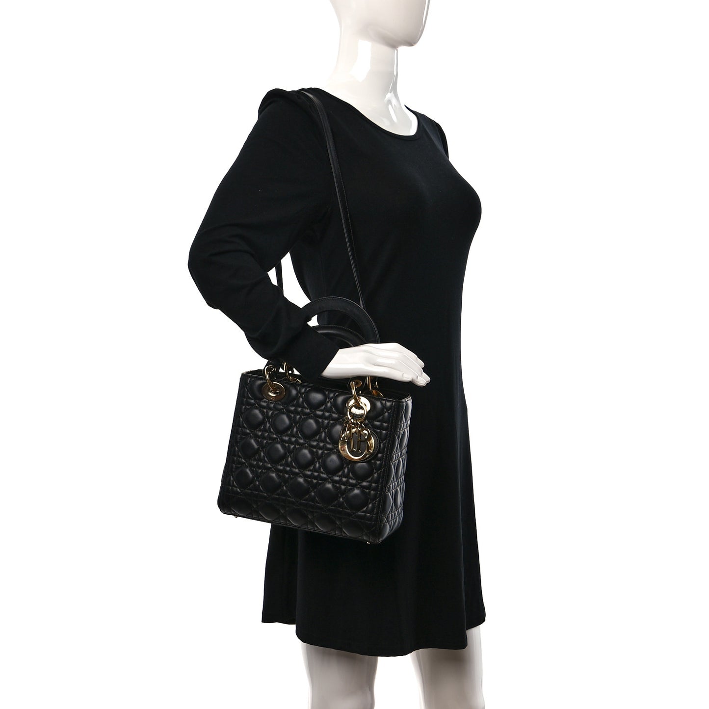Lambskin Cannage Medium Lady Dior Black