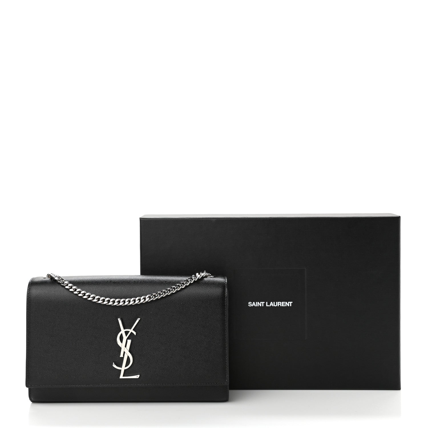 Saint Laurent Grain De Poudre Medium Classic Monogram Kate Satchel Black 11 of 11