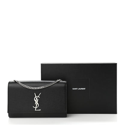 Saint Laurent Grain De Poudre Medium Classic Monogram Kate Satchel Black 11 of 11