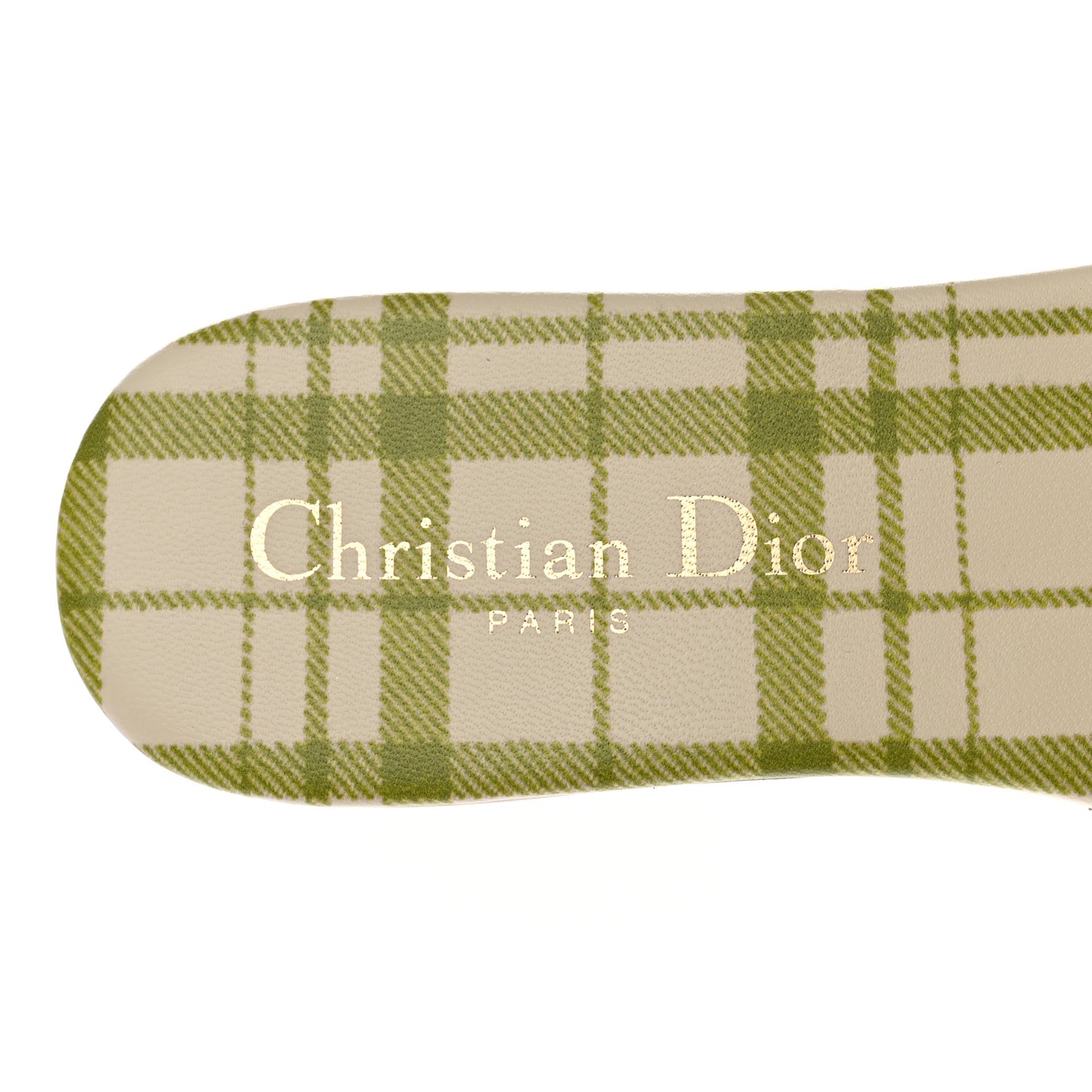 Canvas Check'N'Dior Pop Embroidered Dway Flat Slide Sandals 35 Chartreuse