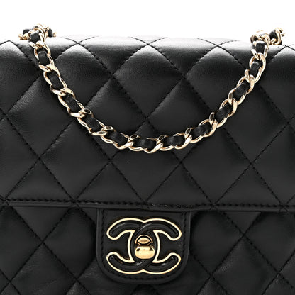 Chanel Lambskin Resin Quilted Mini Heart Square Flap Black 7 of 9
