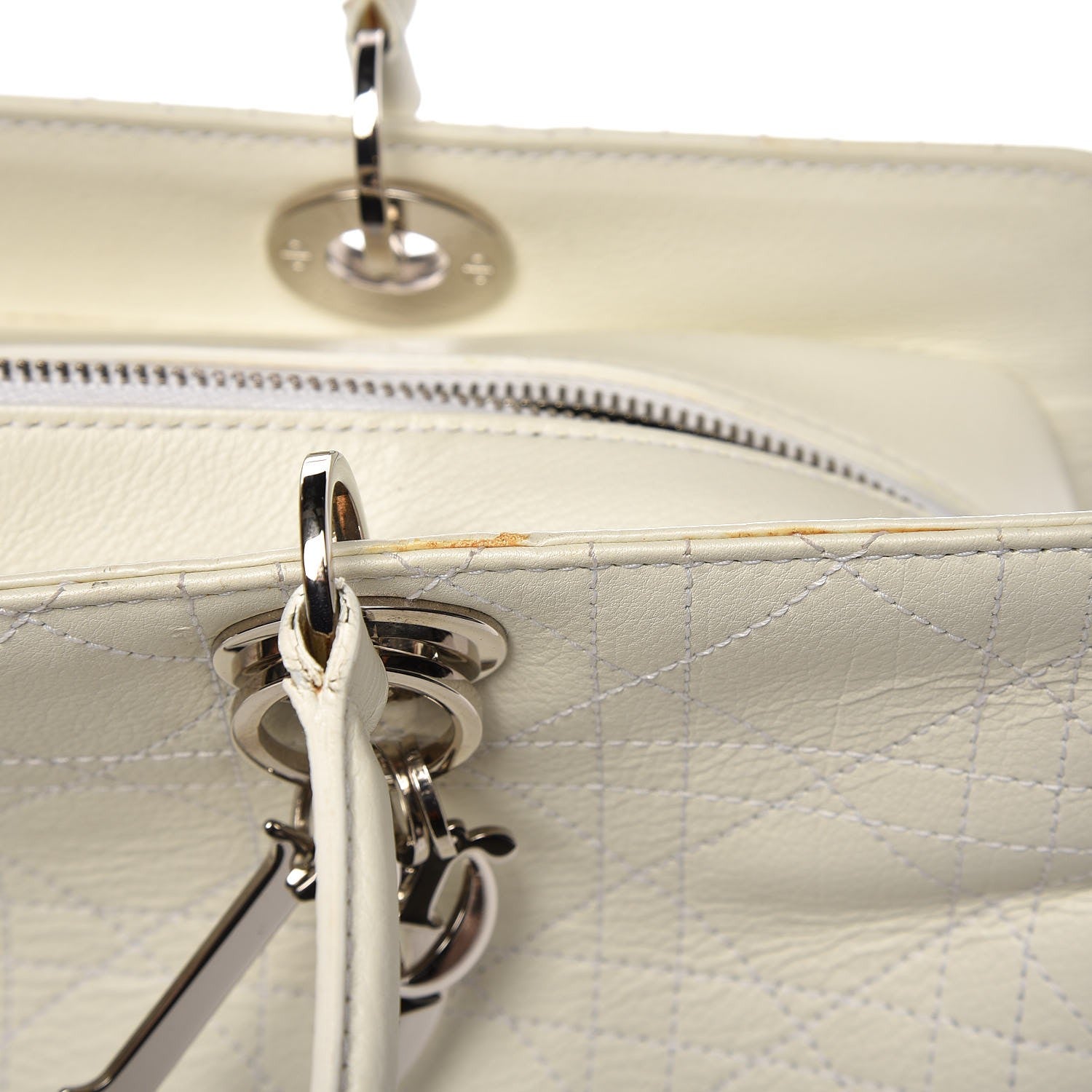 Christian Dior Calfskin Cannage Stitched Large East West Lady Dior White 29 of 29