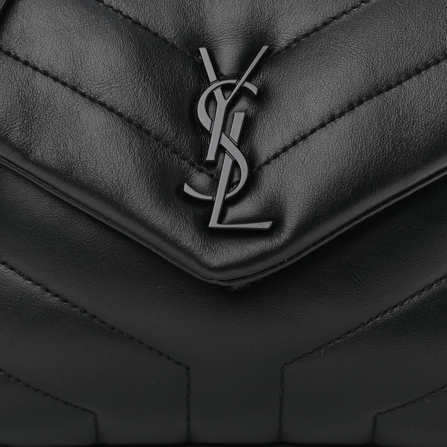 Calfskin Y Quilted Monogram Toy Loulou Crossbody Bag Black