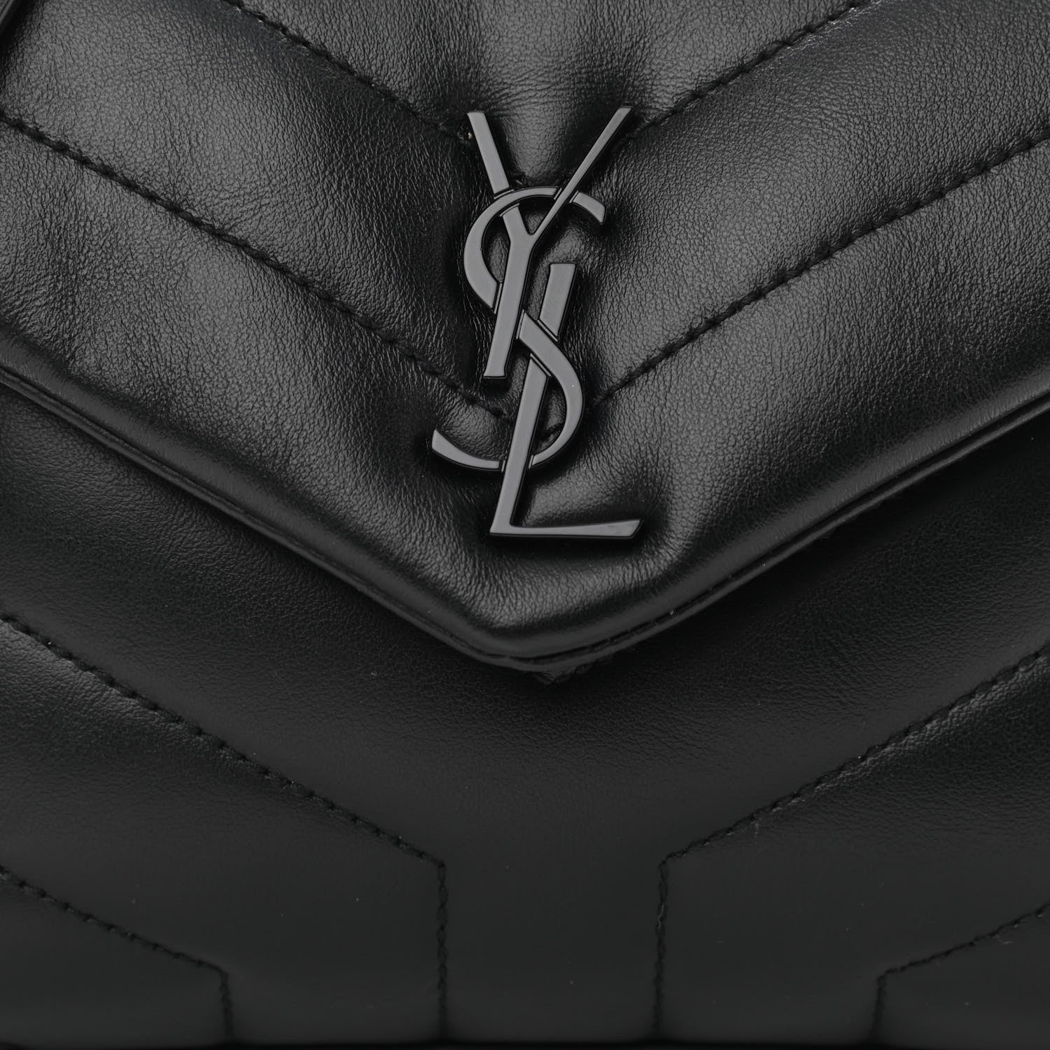 Saint Laurent Calfskin Y Quilted Monogram Toy Loulou Crossbody Bag Black 8 of 10