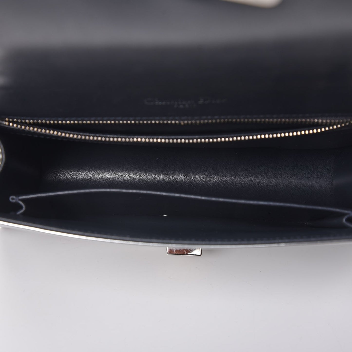 Metallic Patent Micro-Cannage Medium Diorama Flap Bag Silver