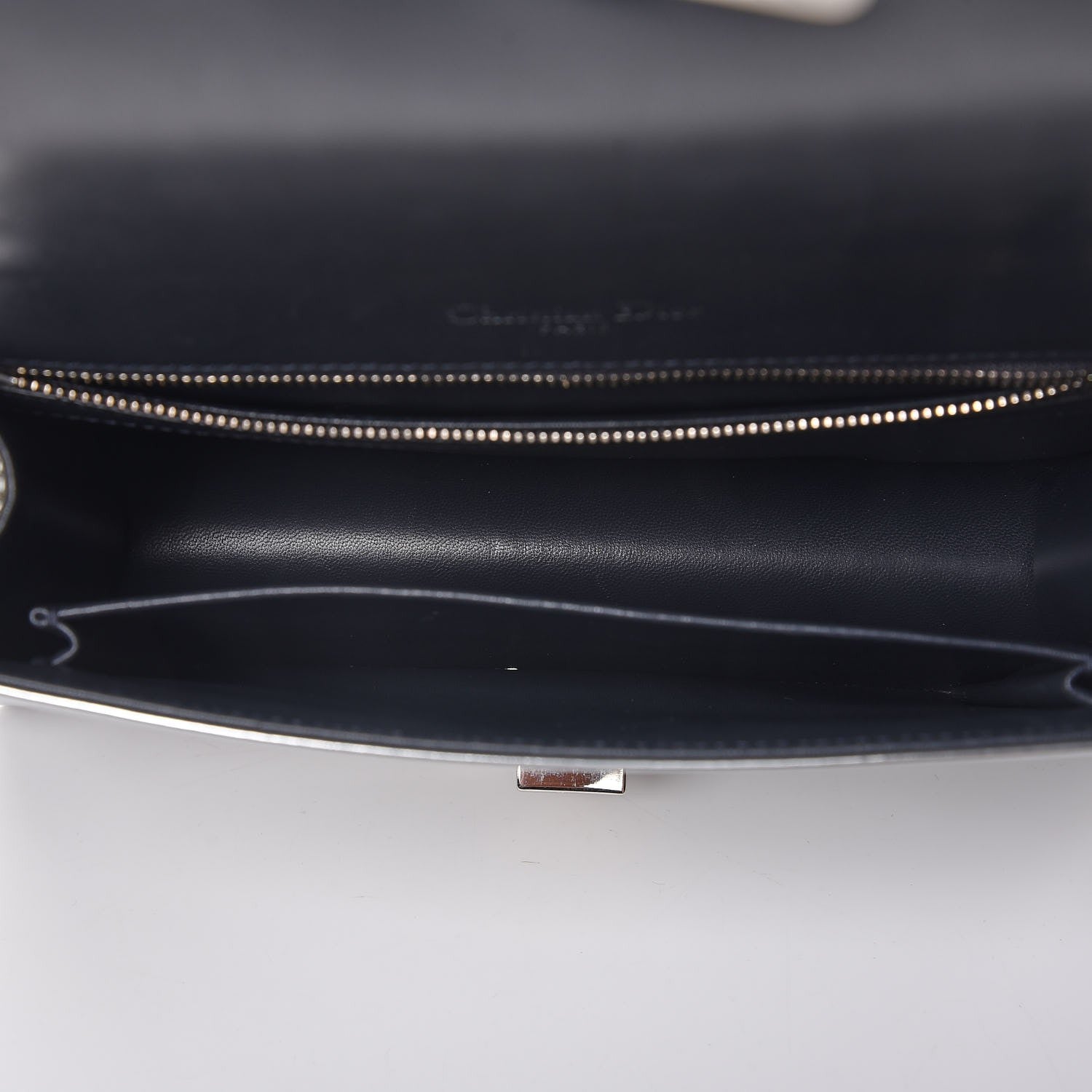 Christian Dior Metallic Patent Micro-Cannage Medium Diorama Flap Bag Silver 6 of 15