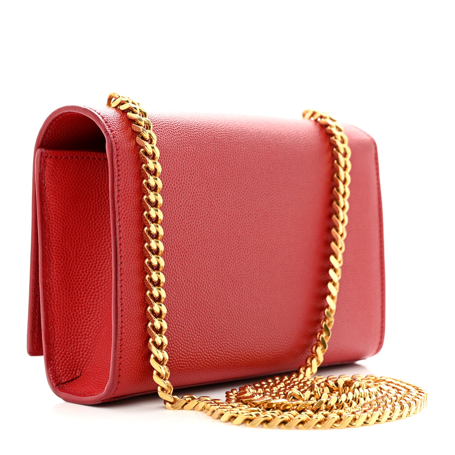 Saint Laurent Grain De Poudre Small Monogram Kate Satchel Red 3 of 12