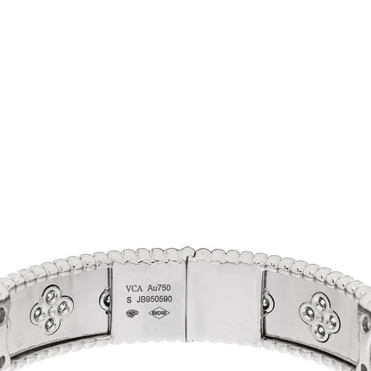 Van Cleef & Arpels 18K White Gold Diamond Perlee Clovers Bangle Bracelet S 3 of 4
