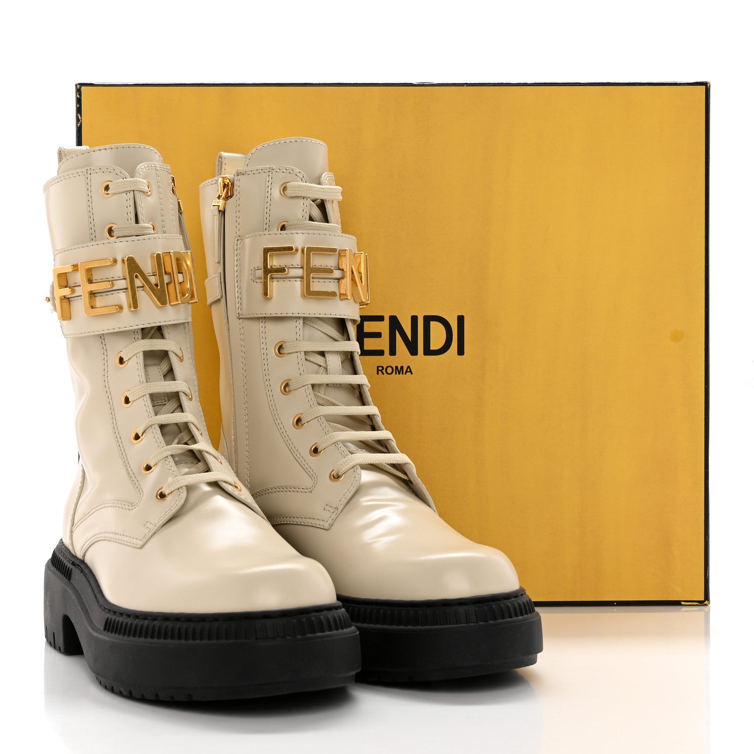 Fendi Vitello Abrasivato Fendigraphy 50mm Biker Boots 41 White 12 of 12