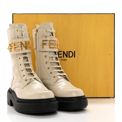 Fendi Vitello Abrasivato Fendigraphy 50mm Biker Boots 41 White 12 of 12