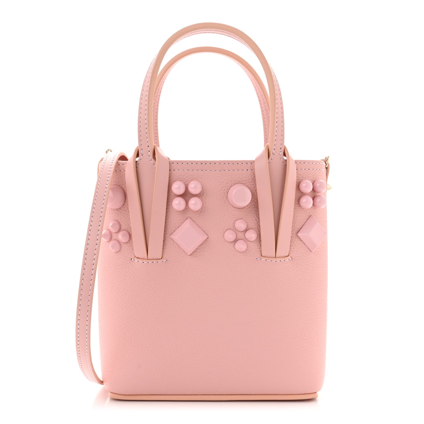 Calfskin Empire Spike Studded Mini North South Cabata Tote Rosy