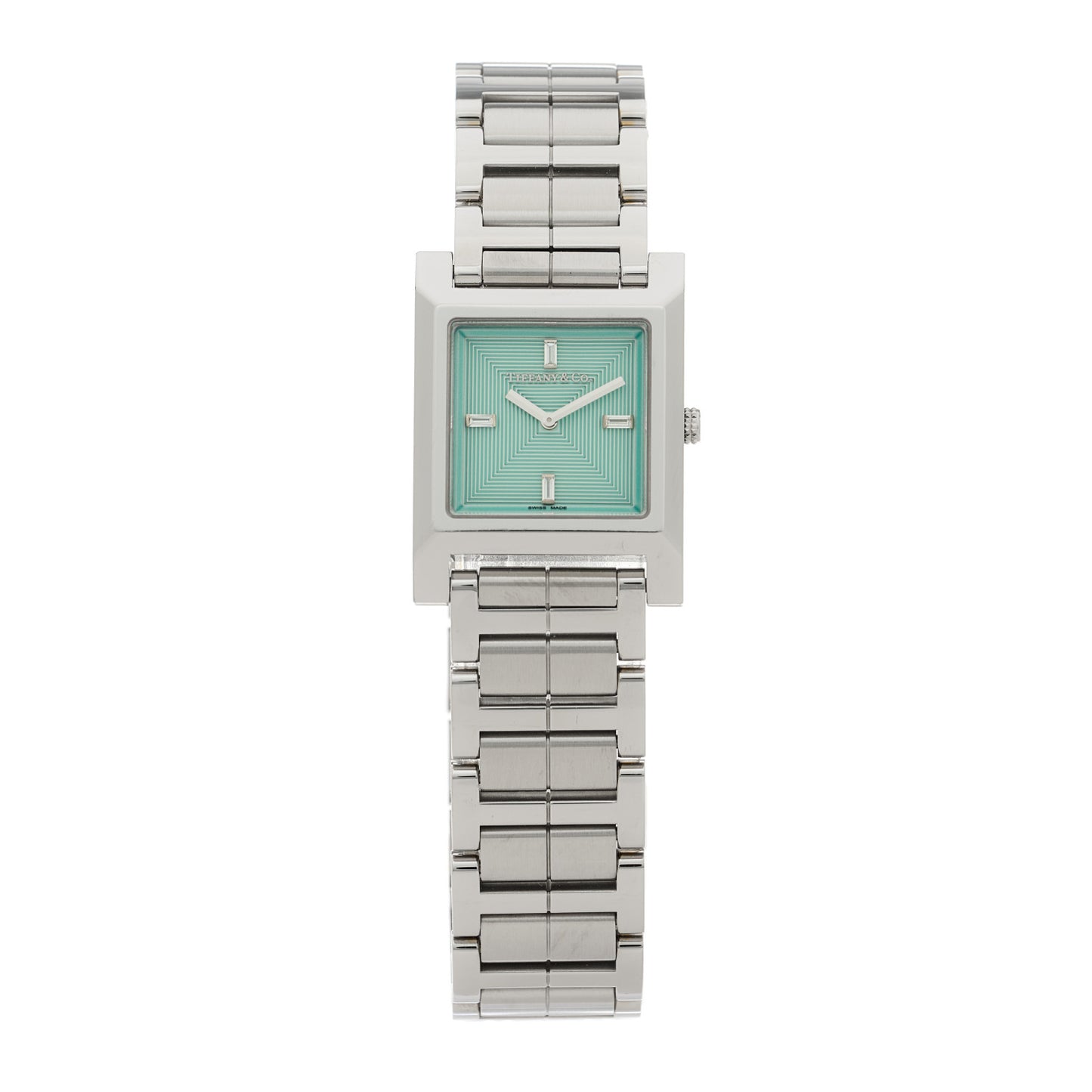 Stainless Steel Diamond 22mm 1837 Makers Square Quartz Watch Tiffany Blue