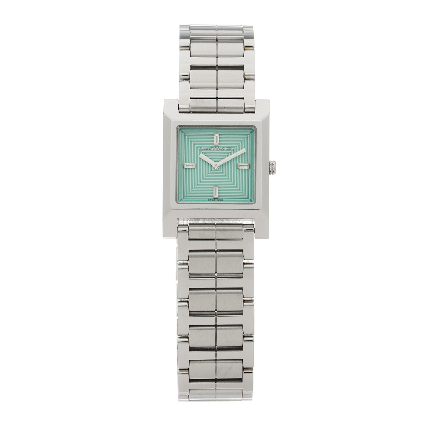 Tiffany Stainless Steel Diamond 22mm 1837 Makers Square Quartz Watch Tiffany Blue 1 of 5