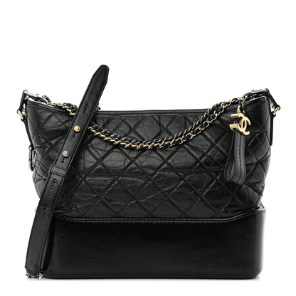 Chanel Aged Calfskin Quilted Medium Gabrielle Hobo Black 1 of 15