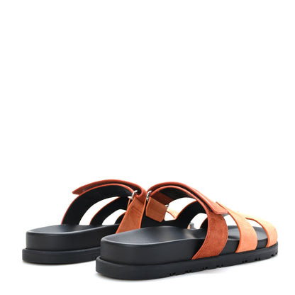 Hermes Suede Goatskin Womens Chypre Sandals 39.5 Rose Bois De Santal Rouge De Turin 4 of 9
