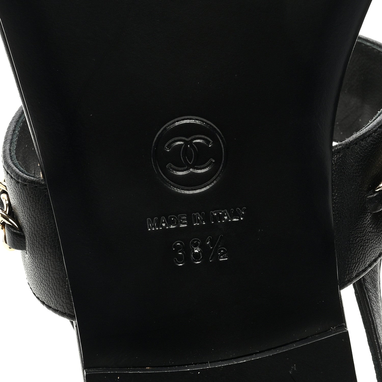 Chanel Lambskin Chain CC Sandals 38.5 Black 6 of 8