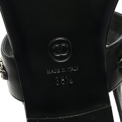 Chanel Lambskin Chain CC Sandals 38.5 Black 6 of 8