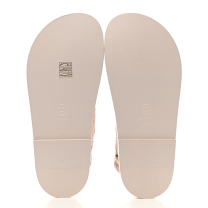 Chanel Calfskin Printed Velcro Dad Sandals 36.5 Pink 5 of 9