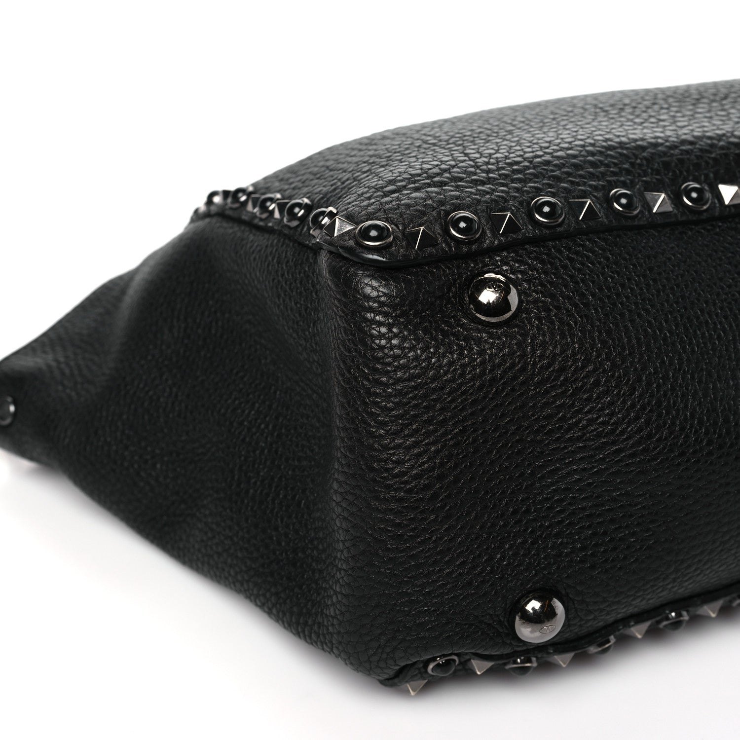 Valentino Garavani Grained Calfskin Onyx Medium Rockstud Rolling Tote Black 8 of 12