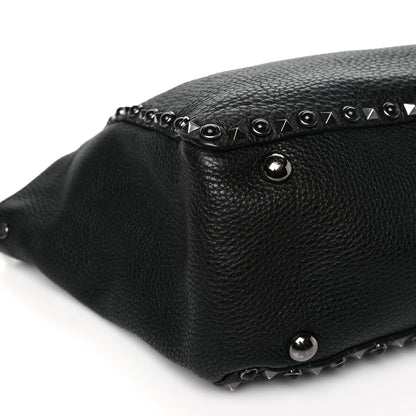 Valentino Garavani Grained Calfskin Onyx Medium Rockstud Rolling Tote Black 8 of 12