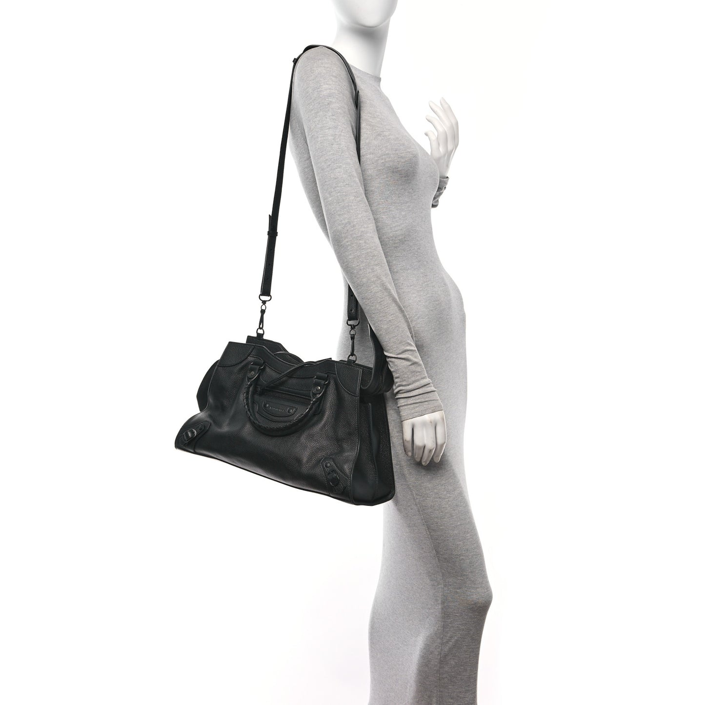 Grained Calfskin Black Hardware Neo Classic City Black
