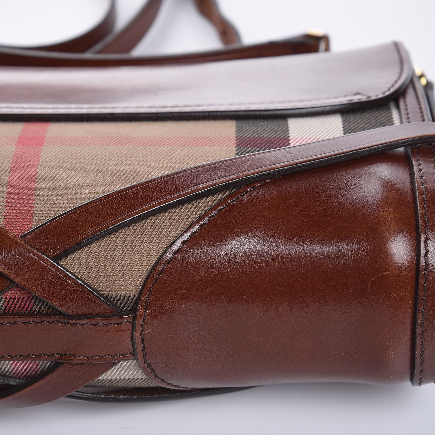 Burberry House Check Bridle Calfskin Small Abbott Crossbody Bag Tan 17 of 17