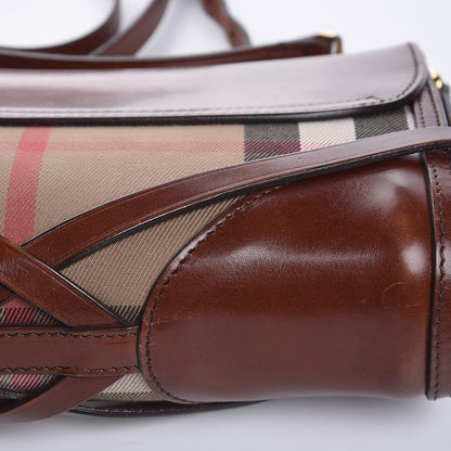 Burberry House Check Bridle Calfskin Small Abbott Crossbody Bag Tan 17 of 17