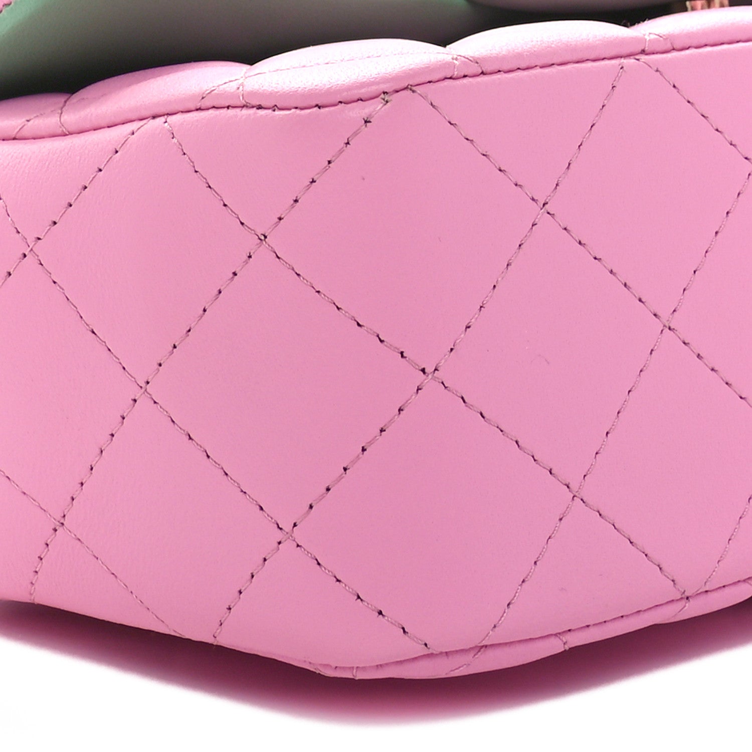 Chanel Lambskin Quilted Bi-Color Mini Top Handle Rectangular Flap Light Lilac Light Green 9 of 11