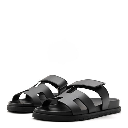 Hermes Calfskin Womens Chypre Sandals 37 Black 4 of 10