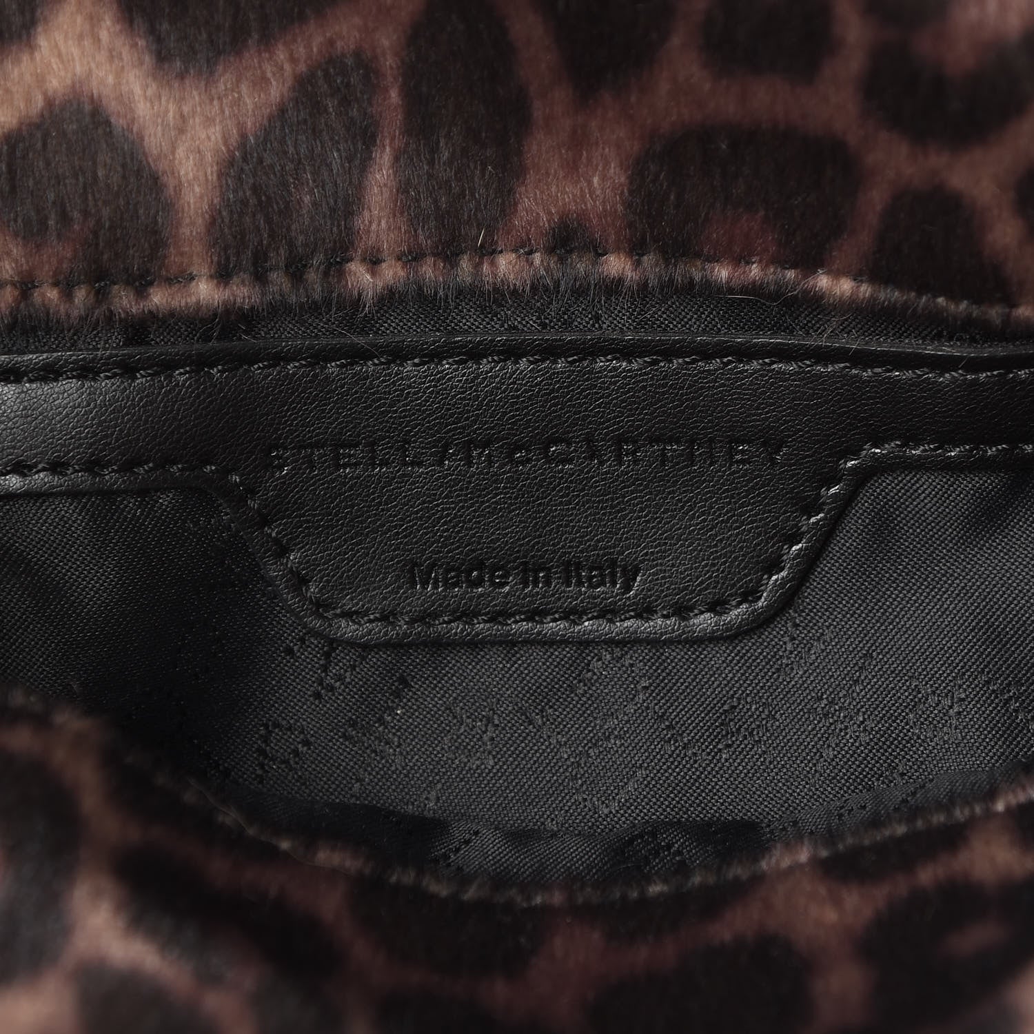 Stella McCartney Faux Calf Hair Leopard Print Mini Falabella Fold Over Tote Black 5 of 9