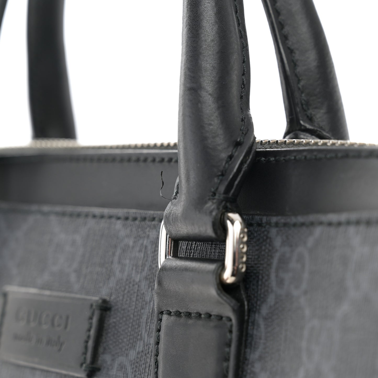 GG Supreme Monogram Appia Calfskin Web Briefcase Black