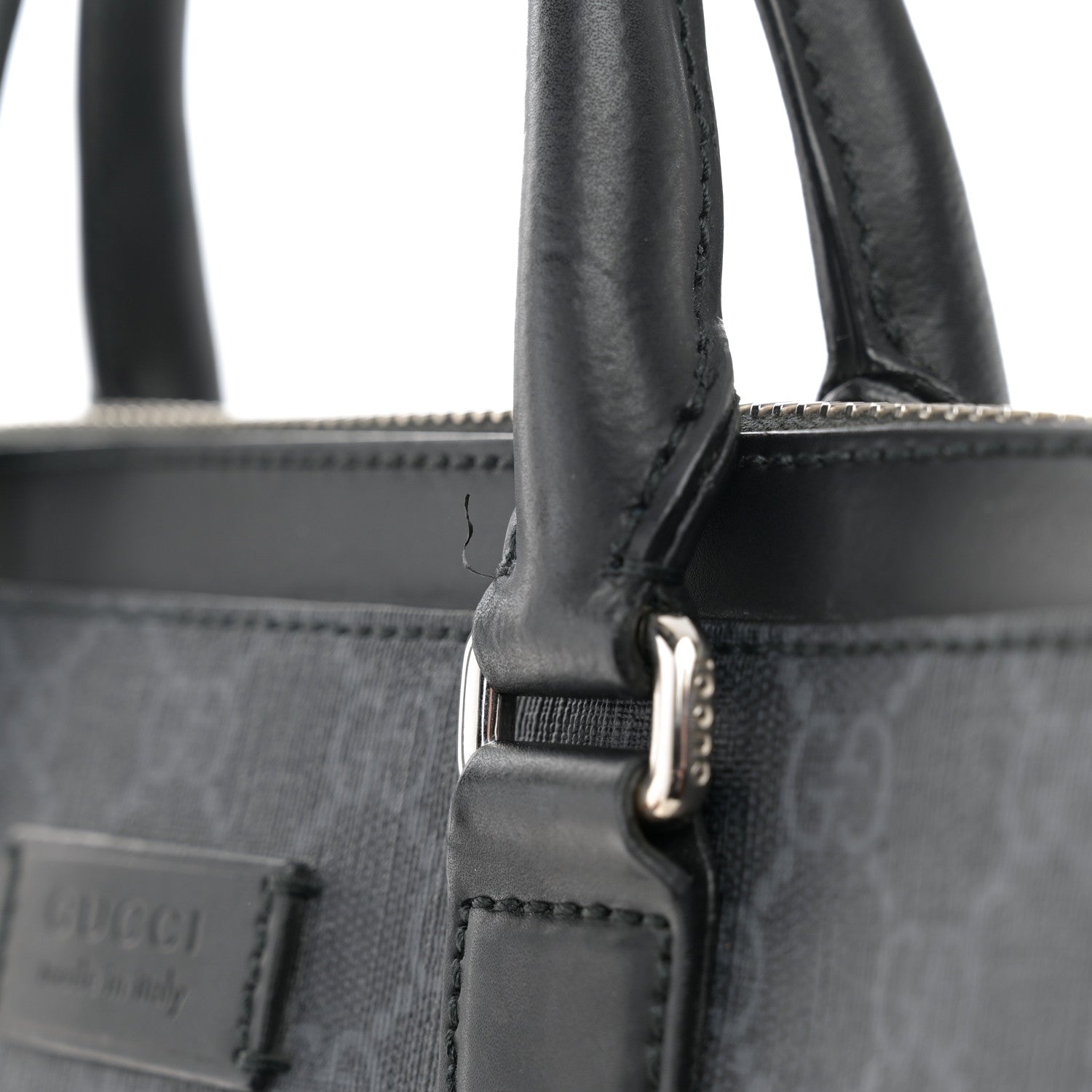 Gucci GG Supreme Monogram Appia Calfskin Web Briefcase Black 12 of 12