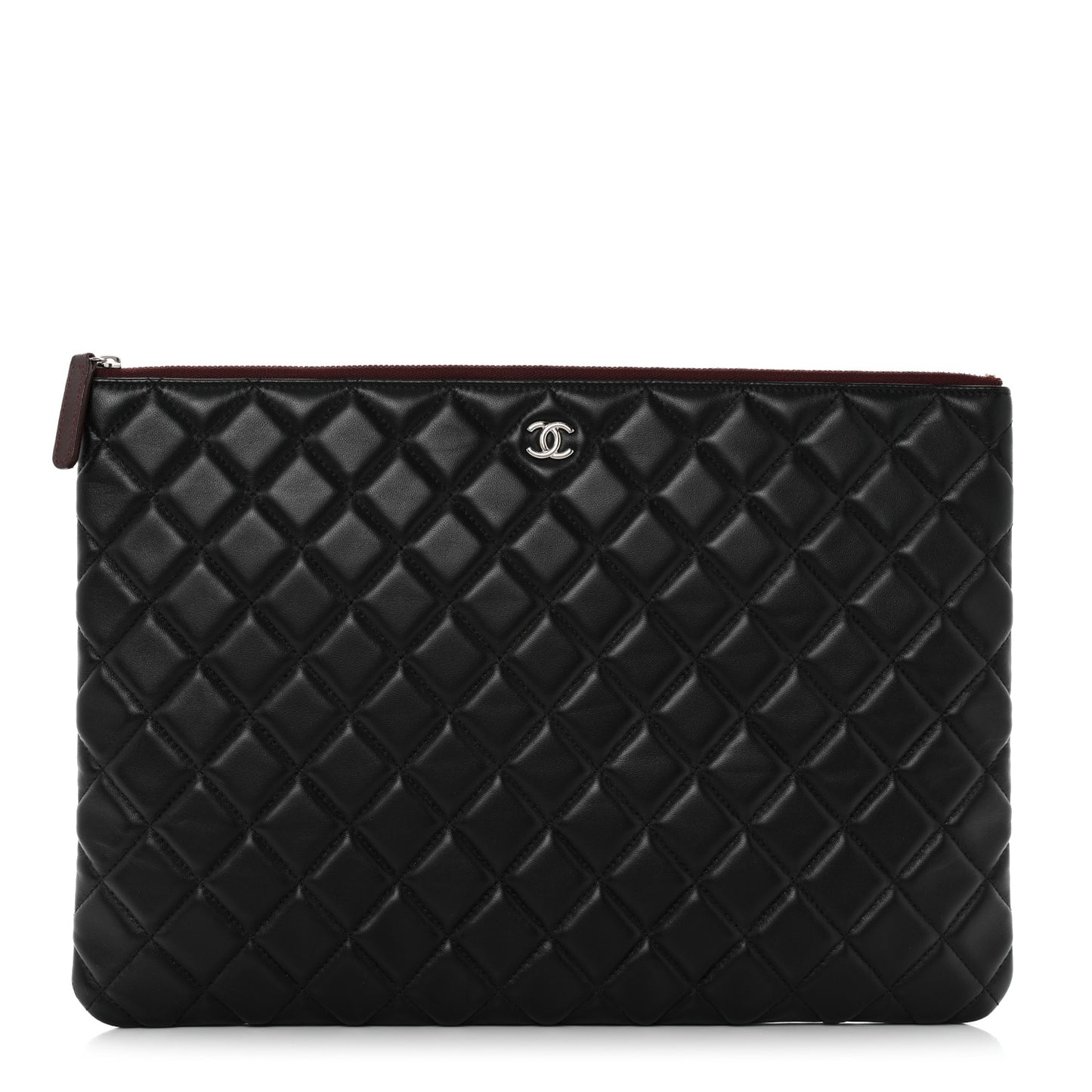 Lambskin Quilted Large Cosmetic Case Black