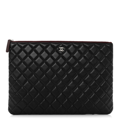 Chanel Lambskin Quilted Large Cosmetic Case Black 1 of 13