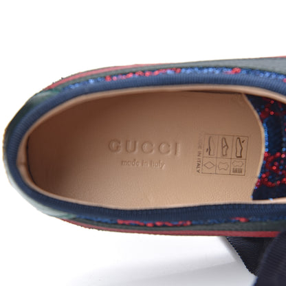 Gucci Lurex Calfskin Web GG Monogram Womens Falacer Sneakers 36.5 Iridescent Blue Iridescent Red Silver 5 of 12