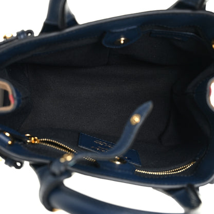 Burberry Grainy Calfskin House Check Small Banner Tote Ink Blue 4 of 10