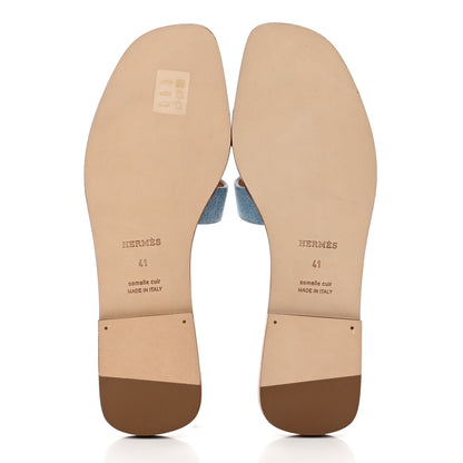 Hermes Denim Canvas Oran Sandals 41 Bleu Clair 5 of 8