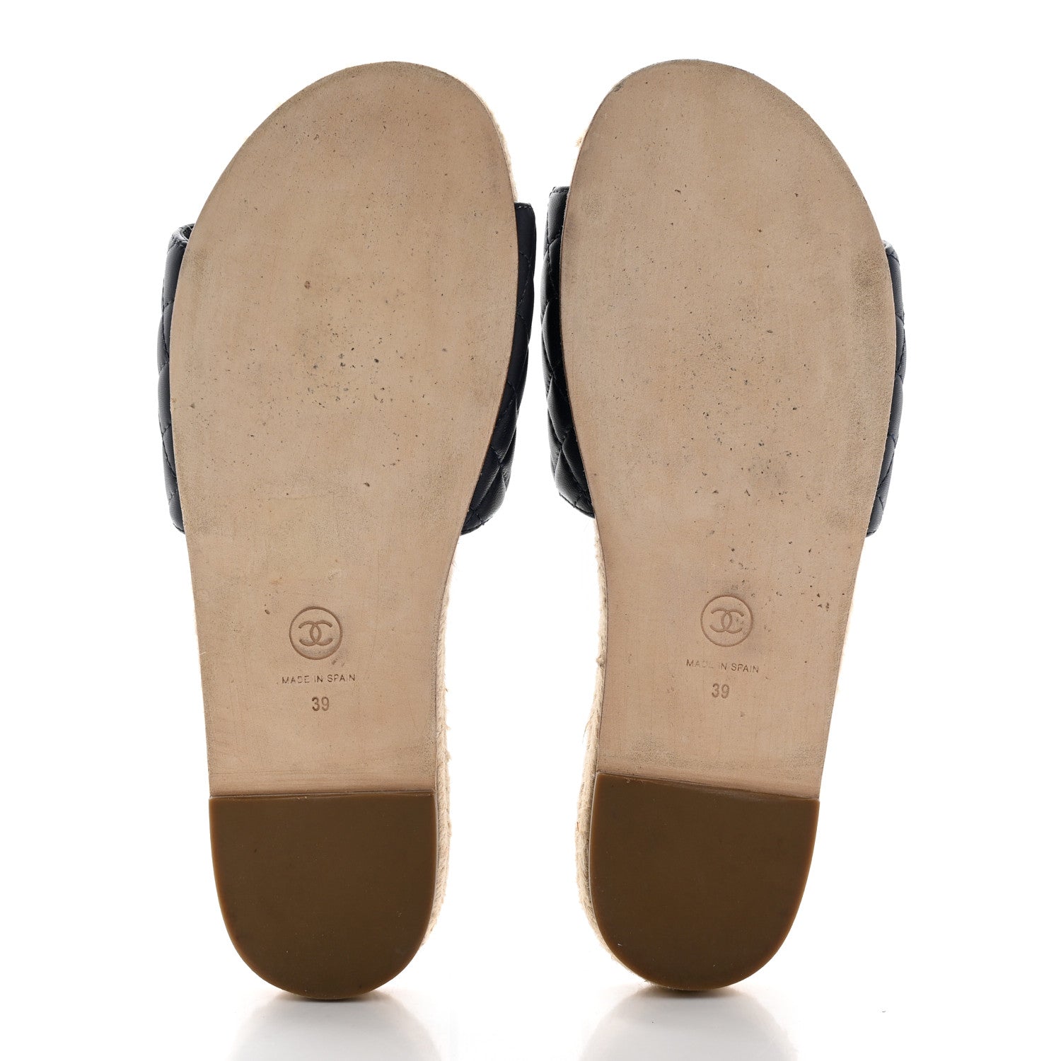 Chanel Lambskin Quilted CC Espadrille Slip On Sandals 39 Navy 5 of 8