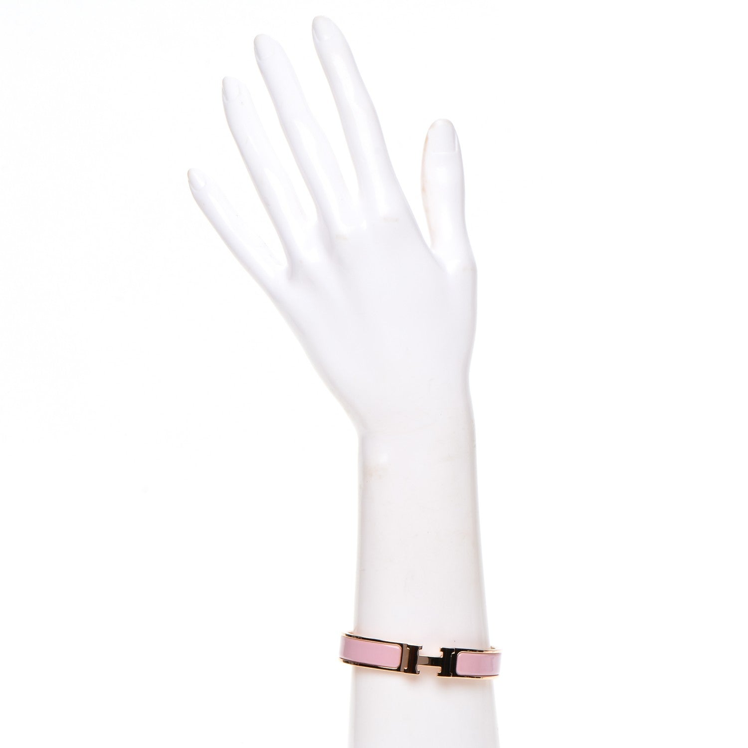 Hermes Enamel Narrow Clic Clac H Bracelet GM Rose Nacarat 2 of 7