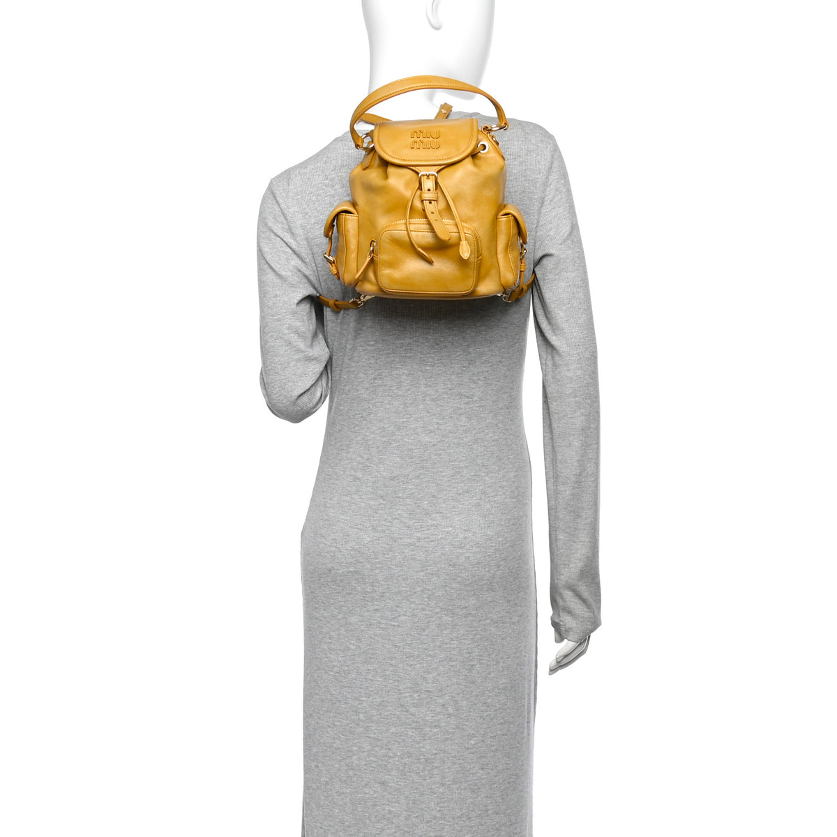 Miu Miu Soft Calfskin Medium Backpack Whiskey 2 of 9