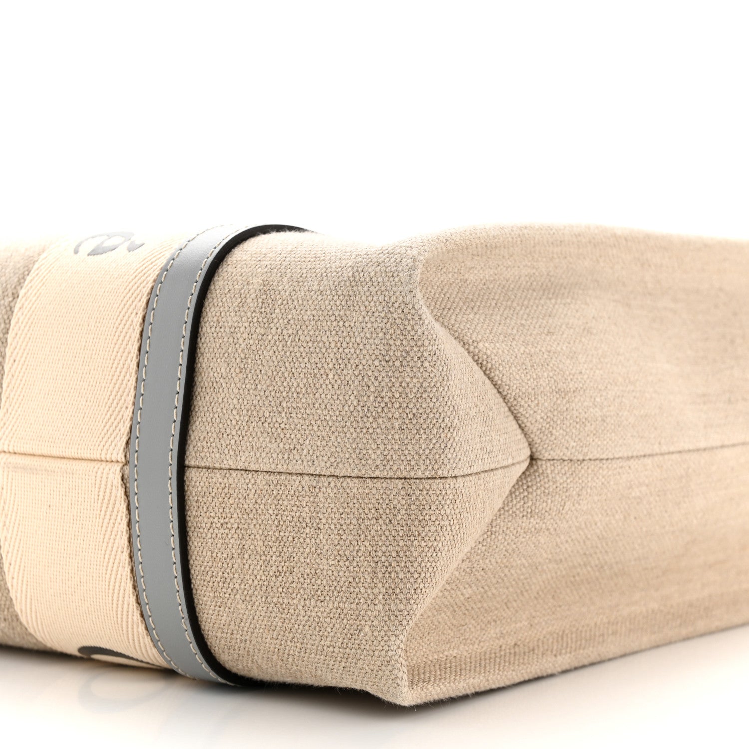 Chloe Linen Calfskin Medium Woody Ribbon Tote White Light Blue 10 of 10