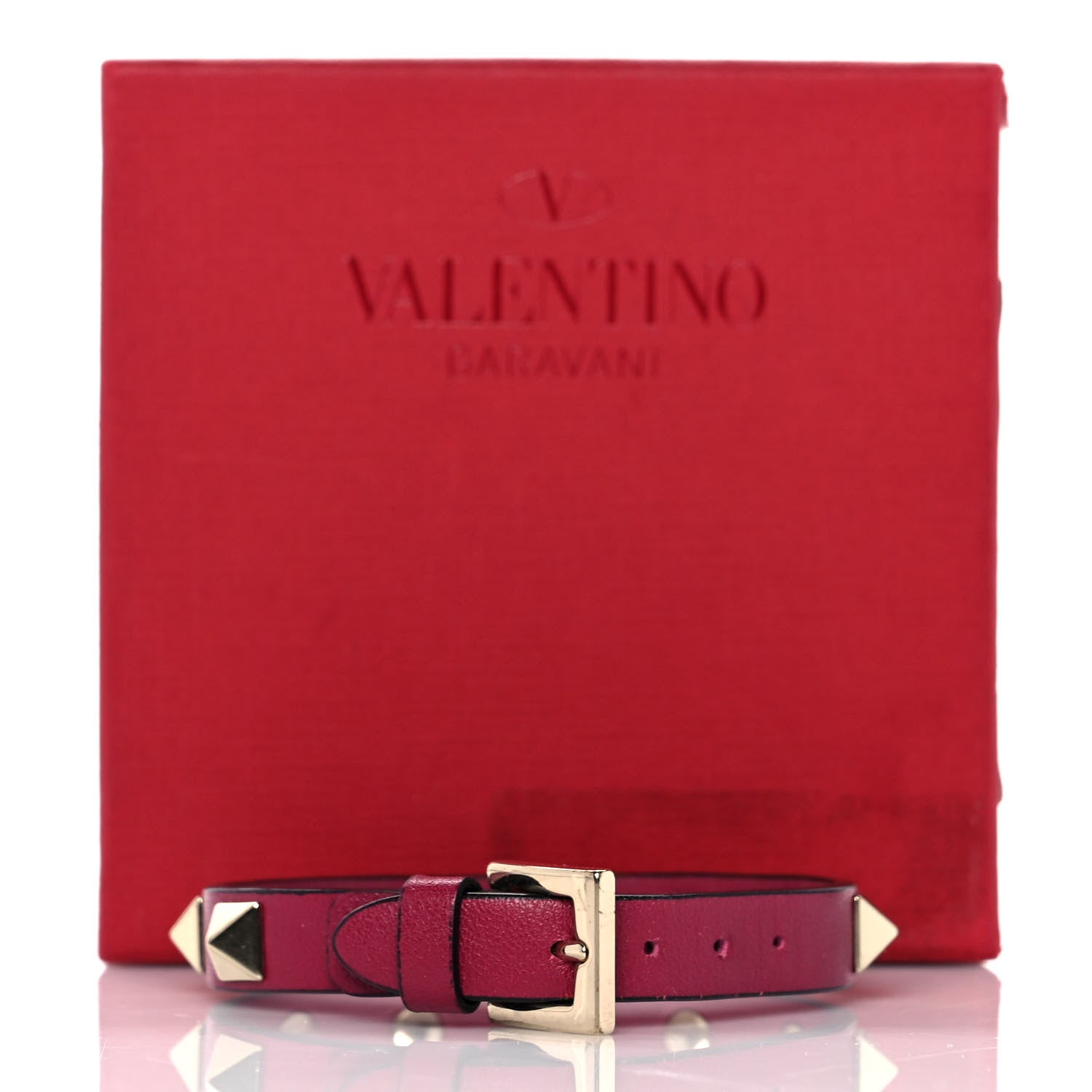 Valentino Garavani Vitello Rockstud Bracelet Raspberry 5 of 5