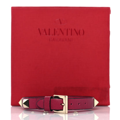 Valentino Garavani Vitello Rockstud Bracelet Raspberry 5 of 5