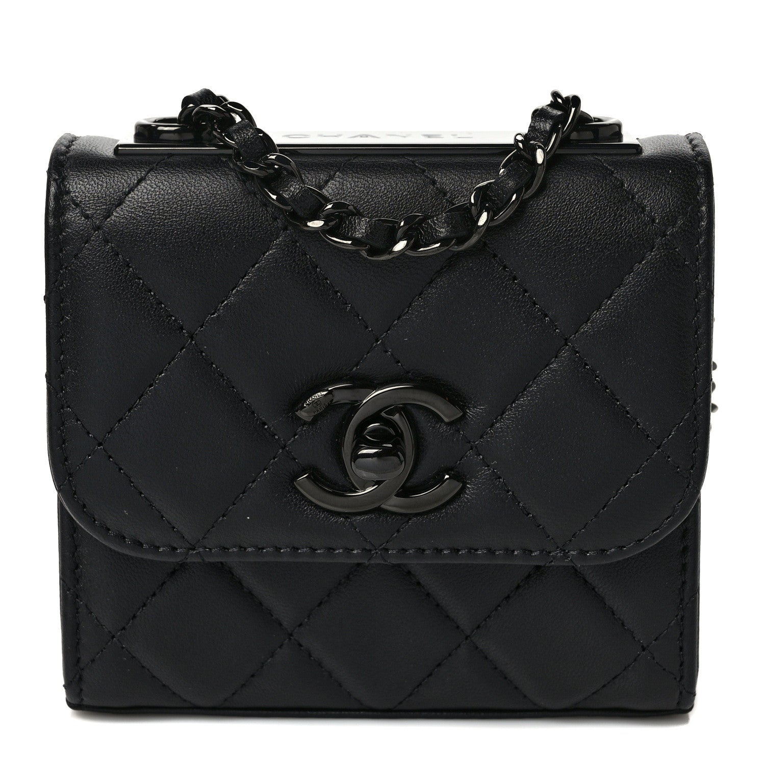 Chanel Lambskin Quilted Mini Trendy CC Clutch With Chain So Black 1 of 9